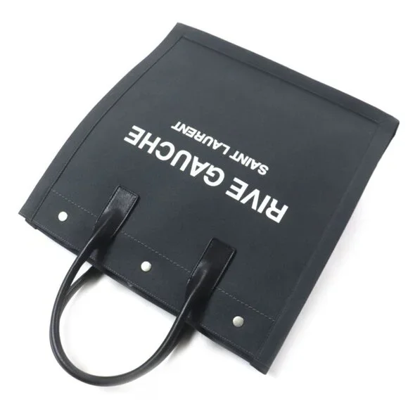 Saint Laurent Paris Rive Gauche N S Canvas Leather Tote Bag Dark Gray - Picture 6 of 12